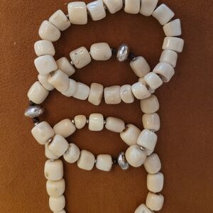 Silpada Cream and Silver Beaded Bracelet